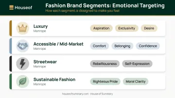 Fashion brand emotional targeting framework four segment comparison infographic