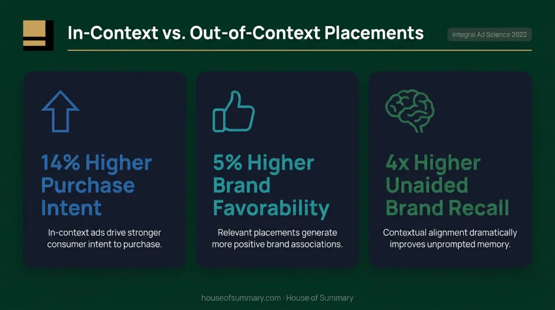 In-context advertising impact on purchase intent brand favorability and brand recall