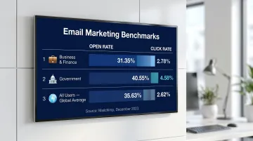 Executive newsletter open rate and CTR benchmark comparison across three industry categories