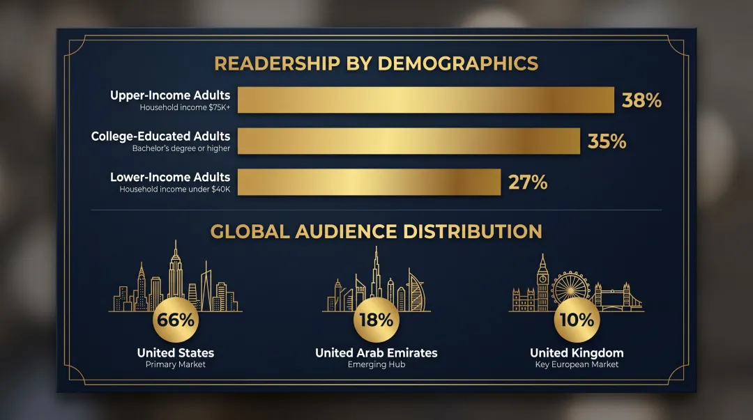 Executive newsletter audience demographics geographic breakdown across key global markets