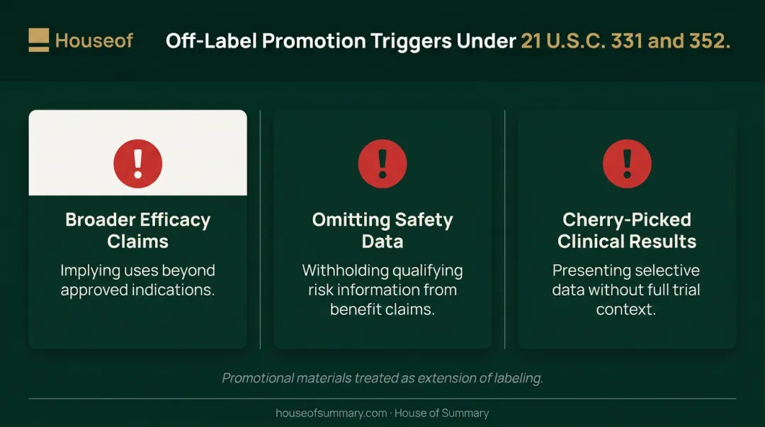 Three most common FDA off-label drug promotion violations with enforcement triggers explained