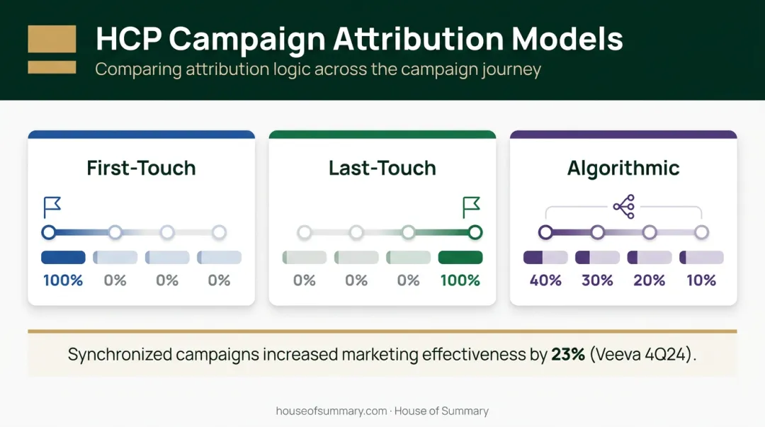 Three healthcare attribution models first-touch last-touch and algorithmic compared