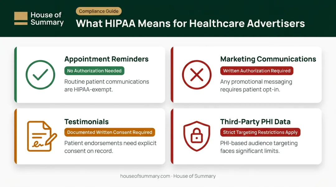 HIPAA marketing rules four-category breakdown for healthcare advertisers