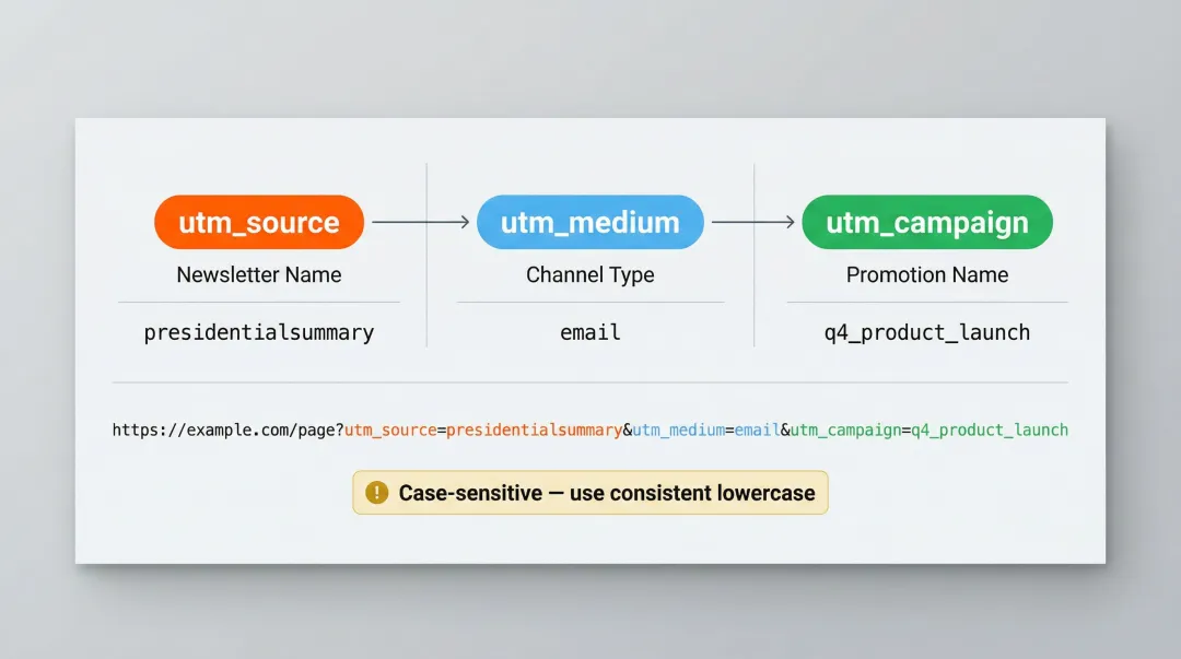 UTM parameter setup guide for newsletter ad campaign tracking in Google Analytics 4