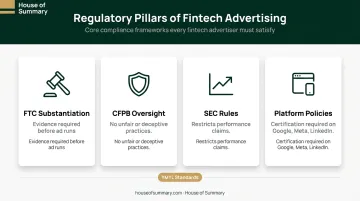 Fintech advertising regulatory framework showing FTC CFPB SEC and platform rules
