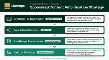 4-step sponsored content cross-channel amplification strategy layered distribution workflow