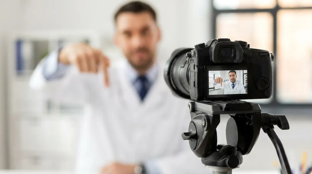 Healthcare provider filming short-form video for patient education social media campaign