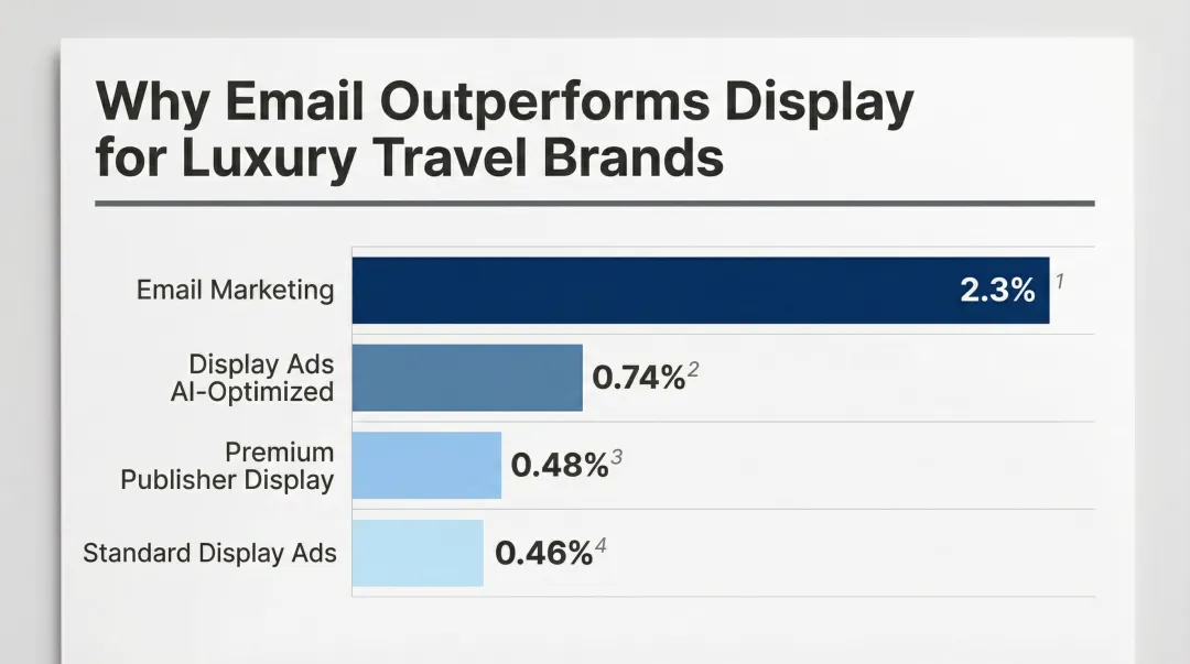 Marketing channel click-through rate comparison bar chart email versus display advertising