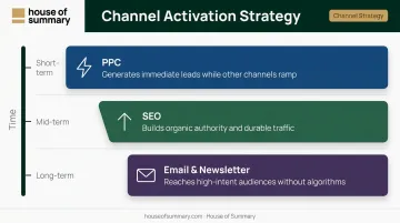 Blended healthcare marketing channel strategy PPC SEO email compounding returns diagram