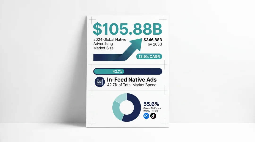 Global native advertising market size growth and format share breakdown 2024