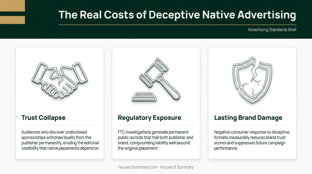 Three consequences of deceptive native advertising trust collapse regulatory exposure brand damage