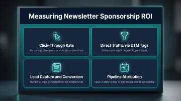 Newsletter sponsorship ROI metrics dashboard showing four key performance indicators