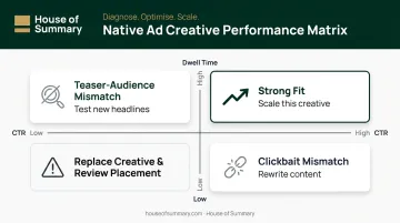 Native ad creative performance signal diagnosis matrix CTR dwell time optimization actions