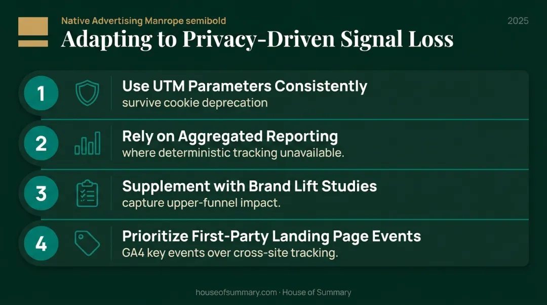 Four privacy-first native advertising attribution responses UTM parameters brand lift first-party data