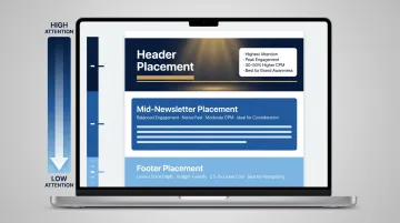 Email newsletter ad placement positions cost and performance comparison chart
