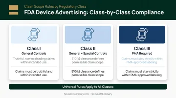 Three-tier FDA medical device classification advertising compliance requirements comparison chart