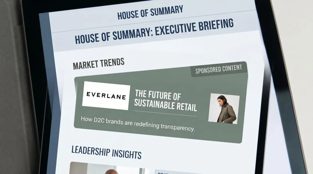 House of Summary executive newsletter sponsored content placement example across publications