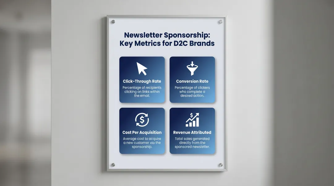 D2C newsletter sponsorship ROI measurement framework with four key performance indicators