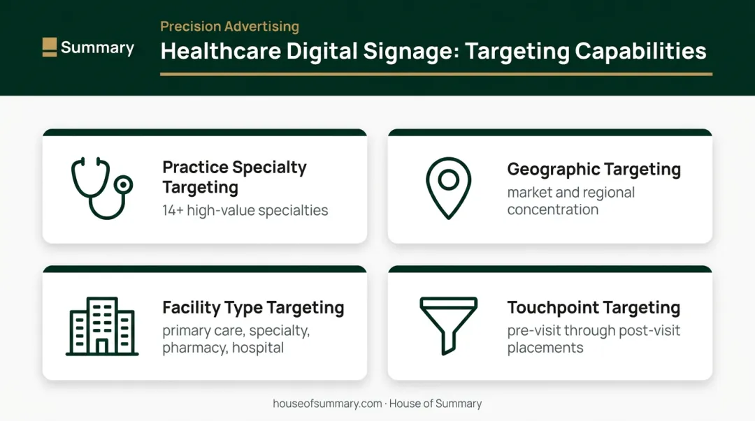 Healthcare digital signage four targeting capabilities comparison breakdown infographic