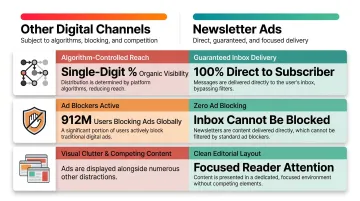 Newsletter ads versus display and social ads three attention advantage comparison