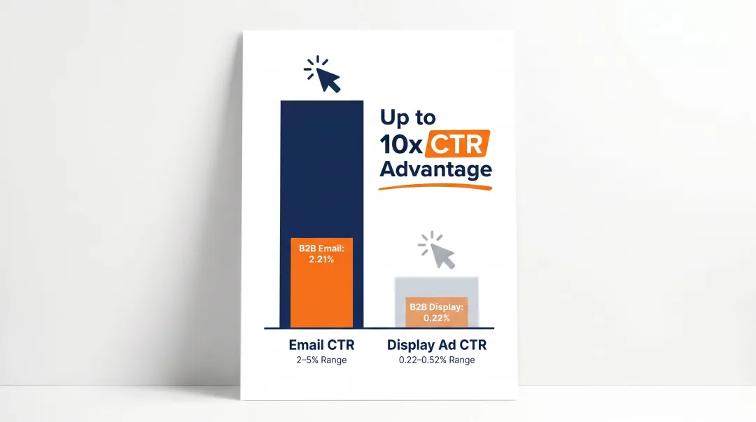 Email click-through rate versus display advertising CTR performance gap comparison chart