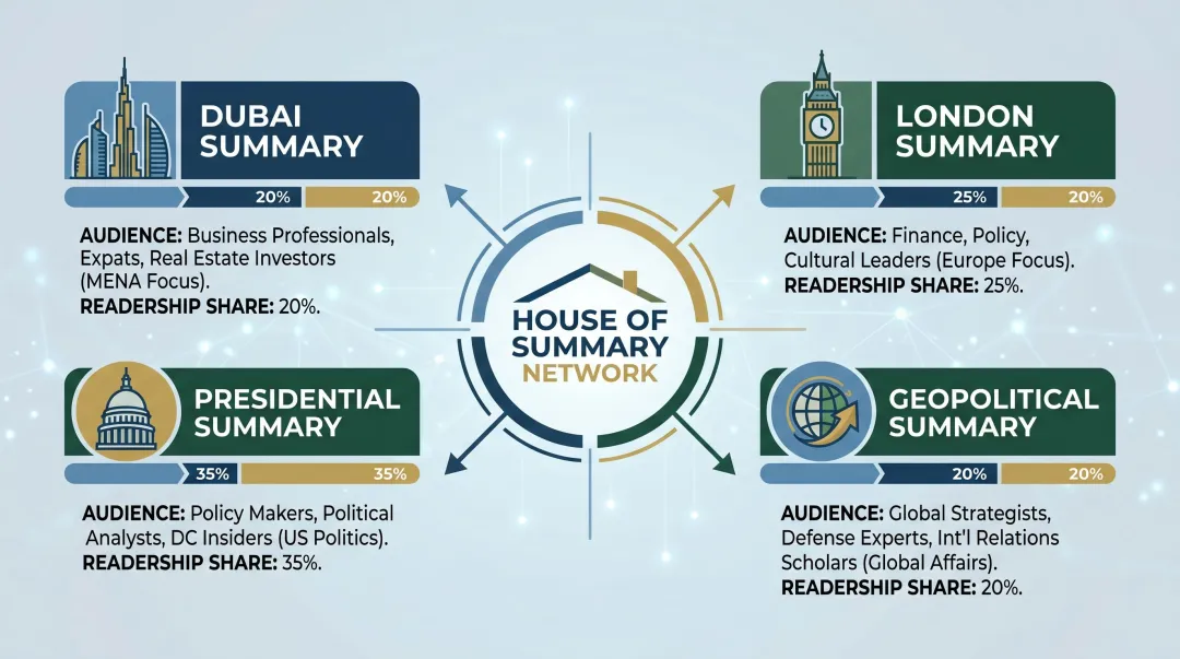House of Summary newsletter network audience map showing Dubai London and global readership segments