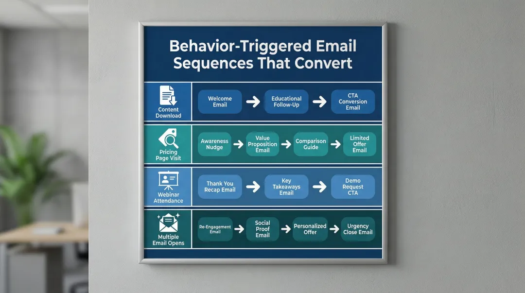 Four behavior-triggered B2B email sequence workflows from download to sales outreach