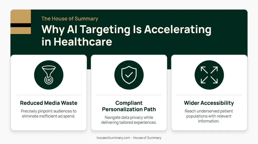 Three forces driving AI-powered healthcare ad targeting adoption infographic