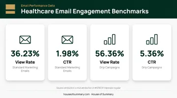 Healthcare email marketing engagement benchmarks open rate CTR and drip campaign statistics