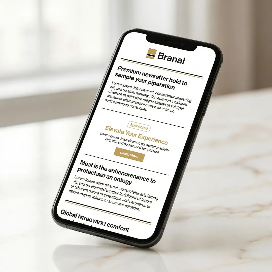 Brand ad integrated naturally within a premium newsletter editorial layout