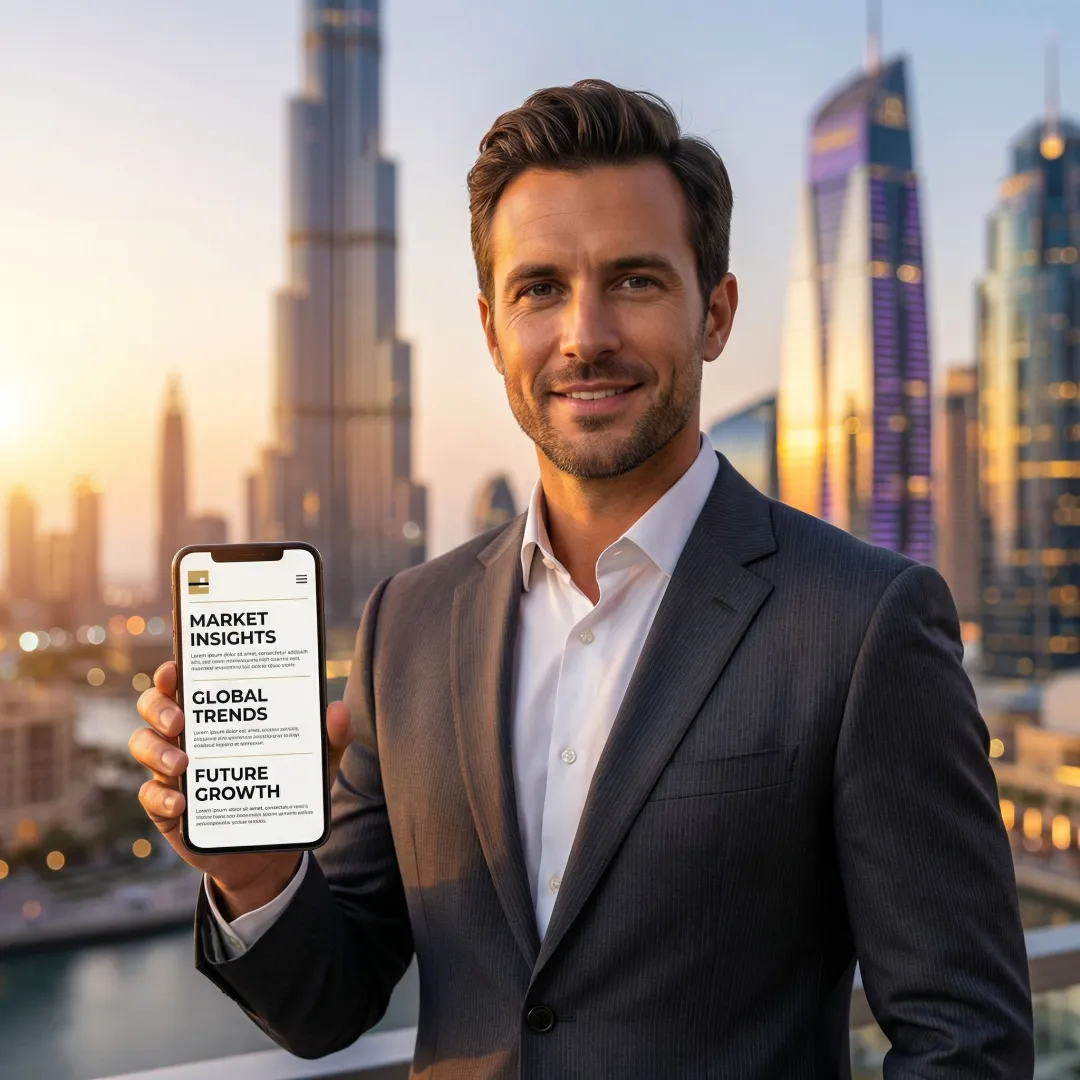 Dubai skyline with newsletter subscription interface overlay representing the Dubai Summary newsletter