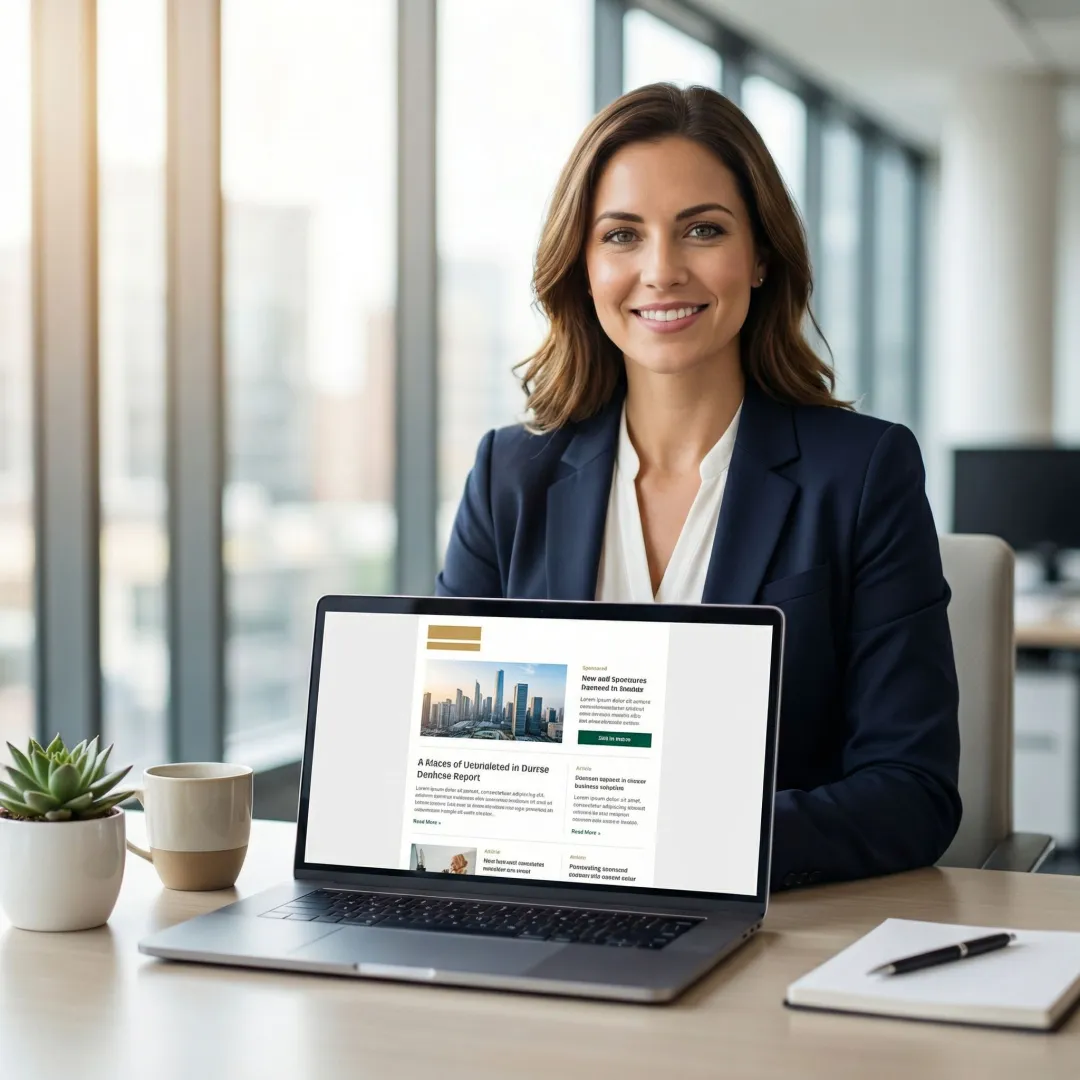 Brand sponsor featured prominently inside a premium email newsletter on a laptop screen