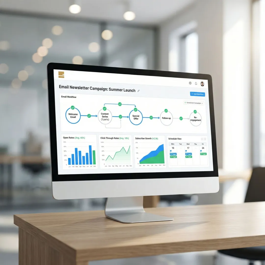 Step-by-step newsletter sponsorship workflow shown on a clean digital interface
