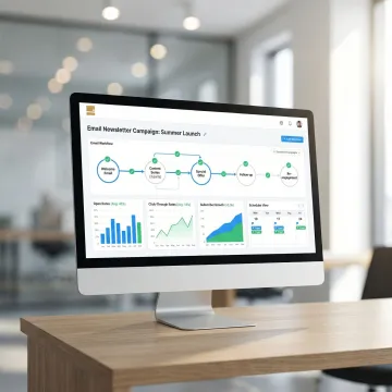 Step-by-step newsletter sponsorship workflow shown on a clean digital interface