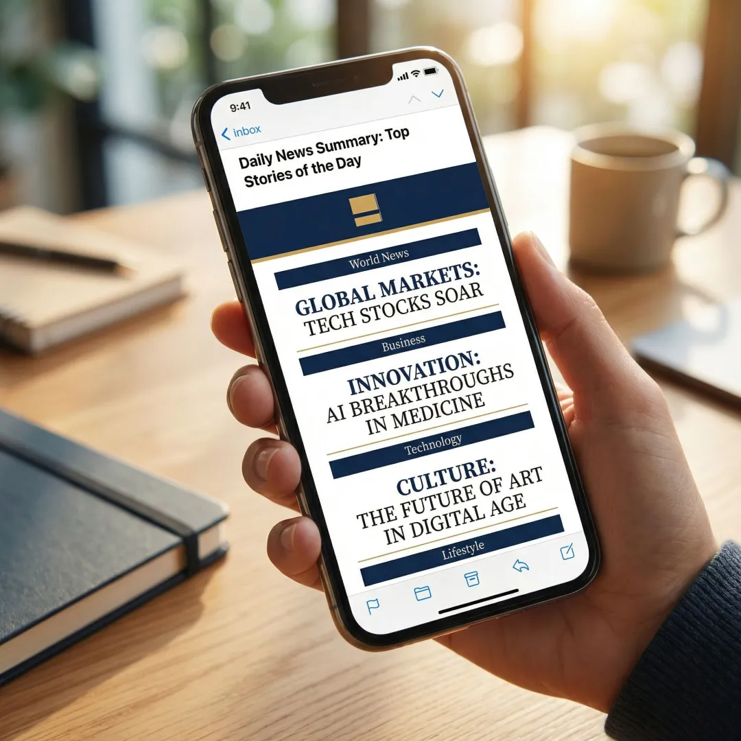 Clean inbox showing a well-structured daily newsletter with readable headlines