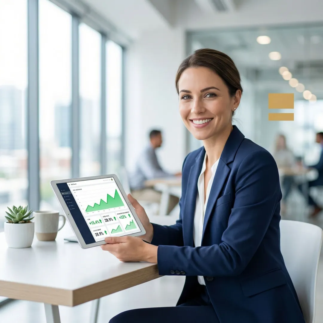 Marketer reviewing high-engagement newsletter sponsorship results on a tablet