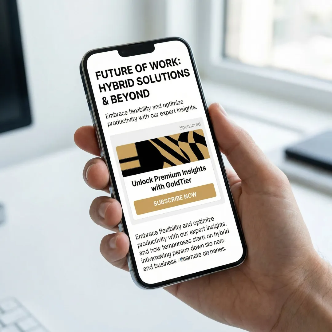 Email newsletter open on a smartphone with a sponsored brand placement visible in the editorial content
