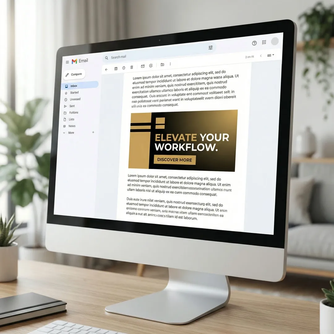 Email newsletter with an inline banner ad visible between editorial paragraphs on a desktop screen