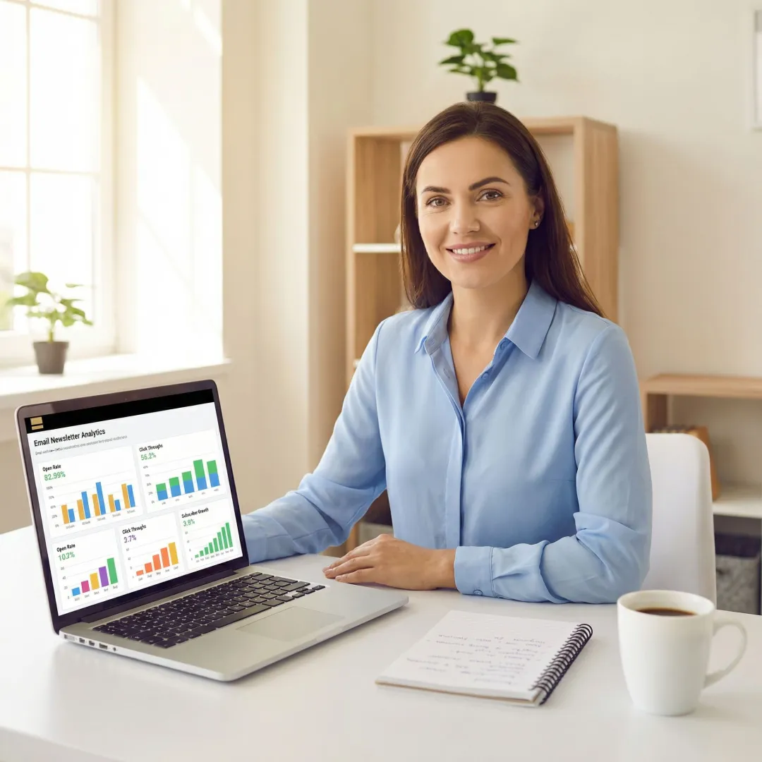 Brand Partnership Specialist working remotely on a newsletter advertising campaign