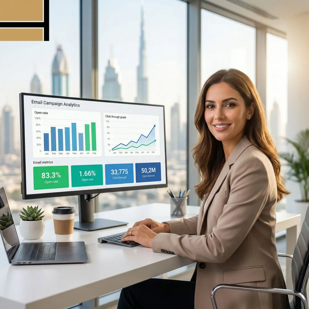 Newsletter advertising campaign dashboard showing engagement metrics for UAE audience