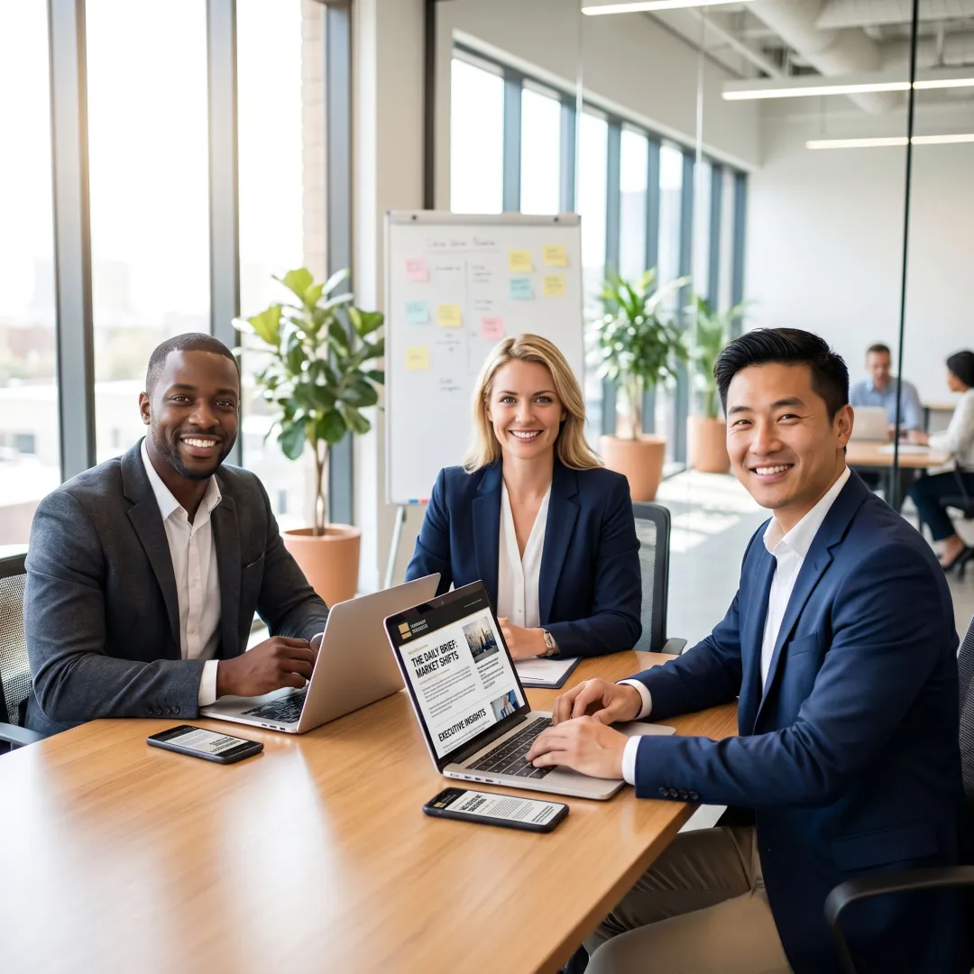 Executive audience reading premium newsletter content