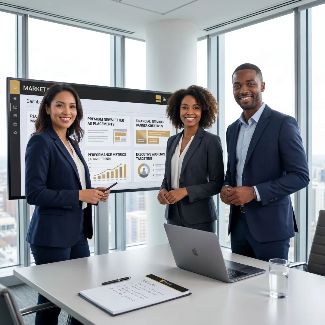 Financial services newsletter advertising campaign dashboard