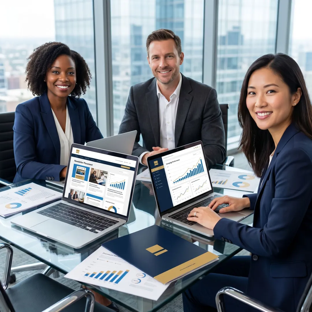 Executive newsletter advertising strategy for financial services brands