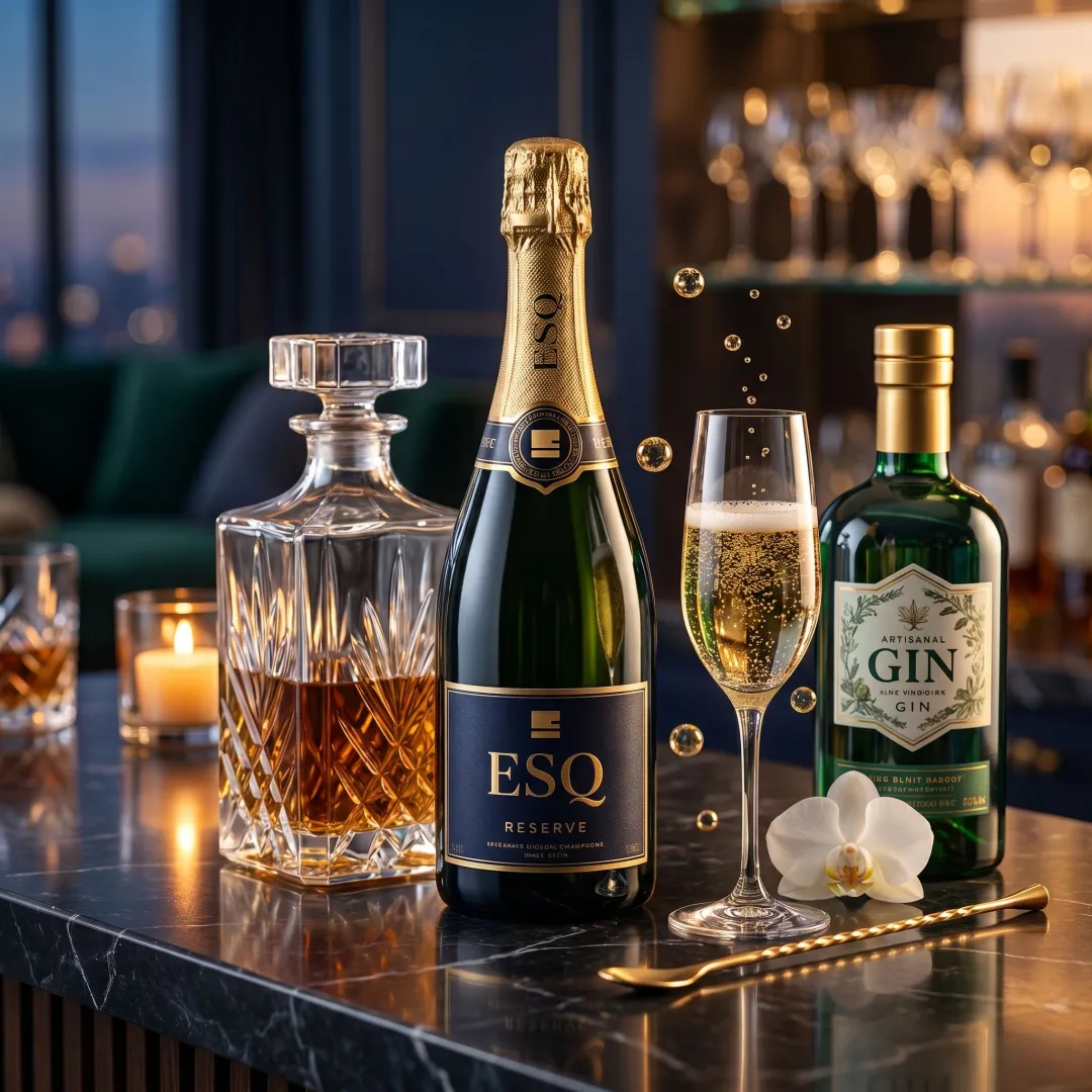 Luxury champagne brand advertising concept in premium newsletter media