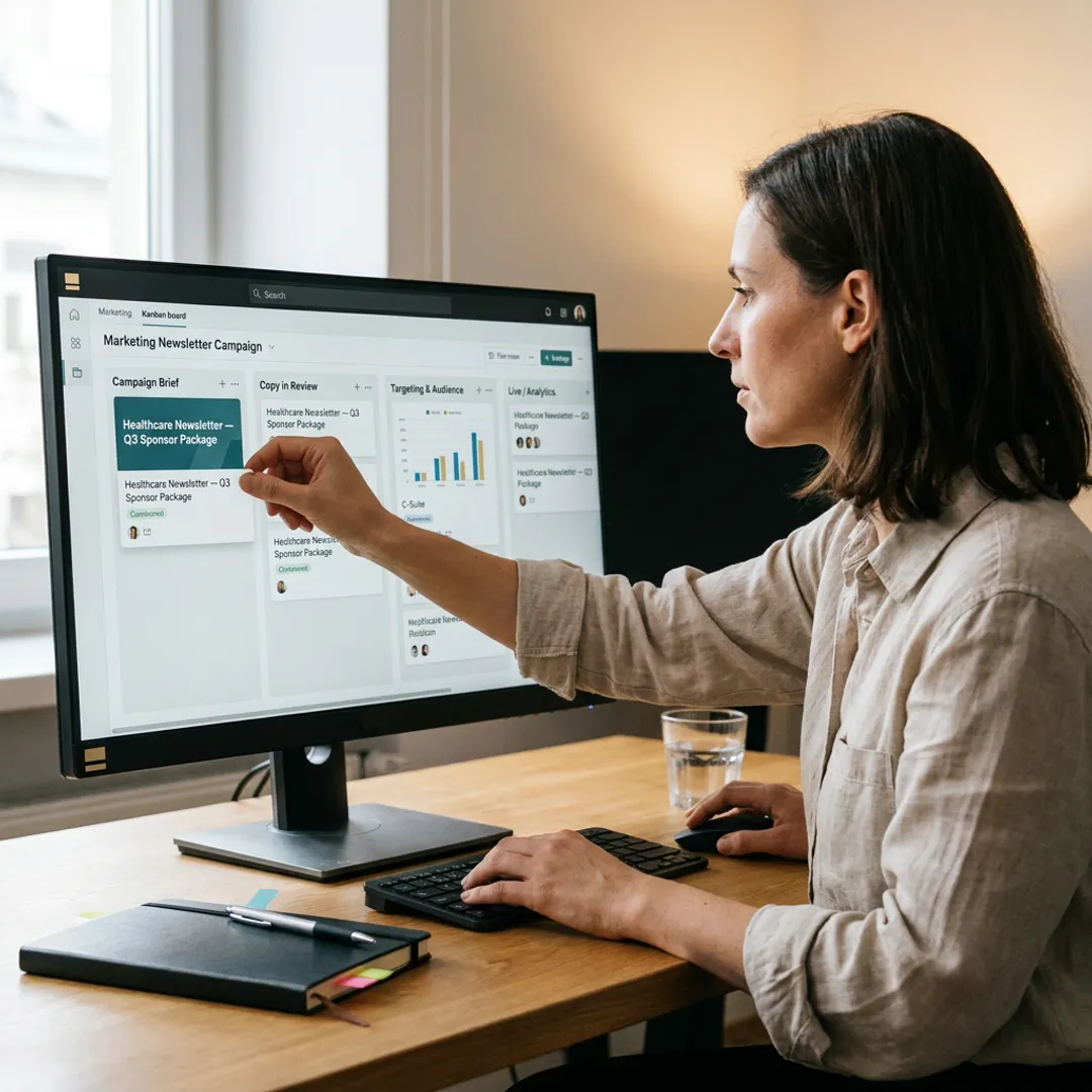 Newsletter advertising campaign workflow for healthcare brands
