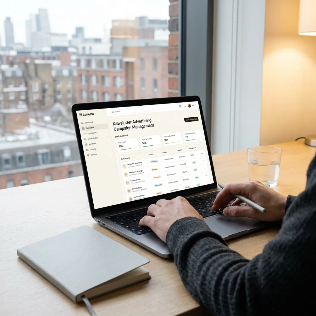 Newsletter advertising campaign on a laptop