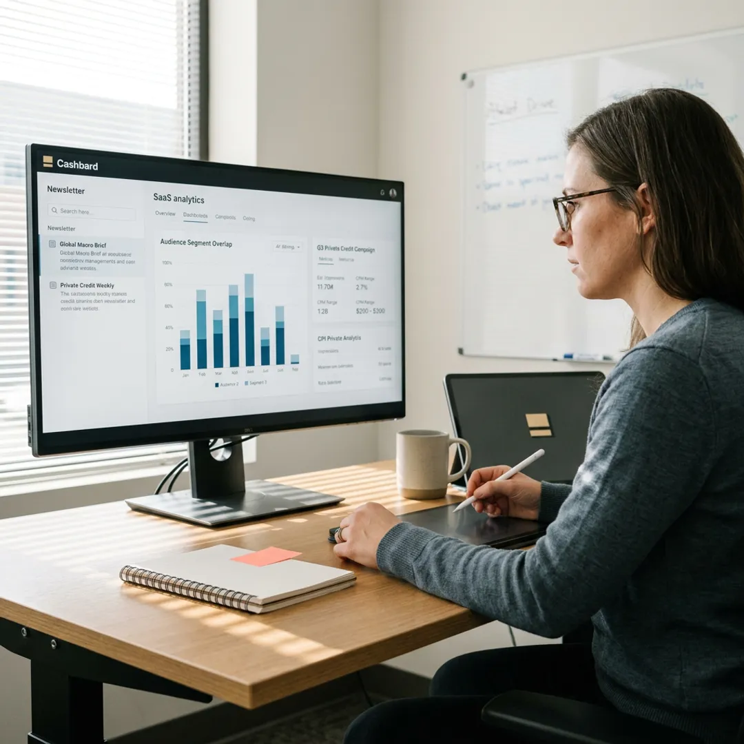 Newsletter media strategist planning an investor advertising campaign