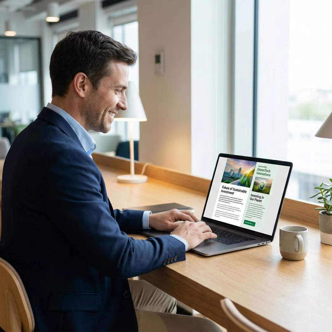 Sponsored article placement inside a premium email newsletter on a laptop screen