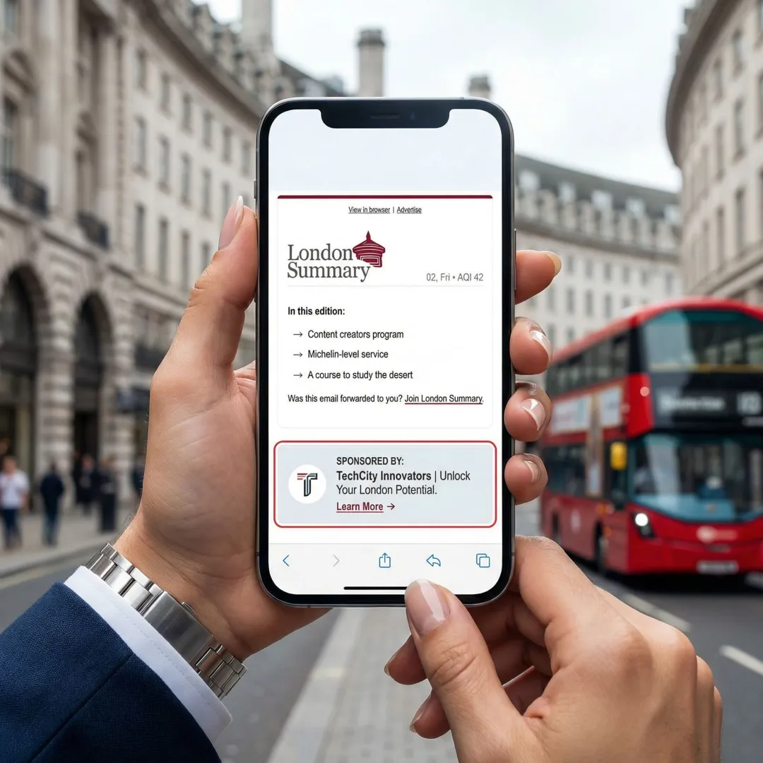 Sponsored content placement inside a premium email newsletter read by London professionals