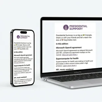 Clean email newsletter interface showing a world news summary with clear headlines